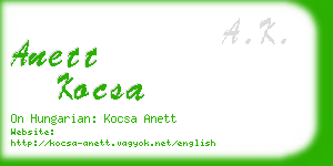 anett kocsa business card